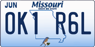 MO license plate OK1R6L