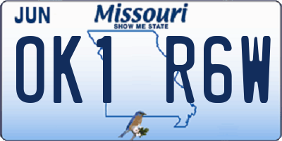 MO license plate OK1R6W