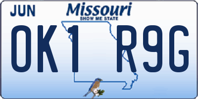 MO license plate OK1R9G