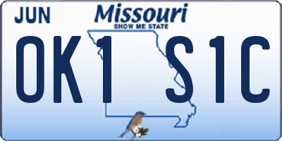 MO license plate OK1S1C