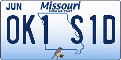 MO license plate OK1S1D