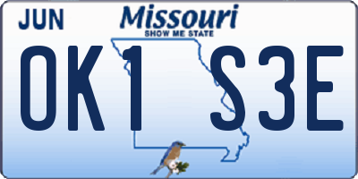 MO license plate OK1S3E