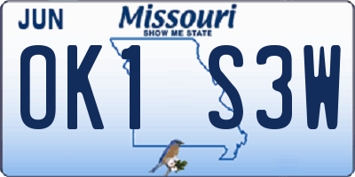 MO license plate OK1S3W