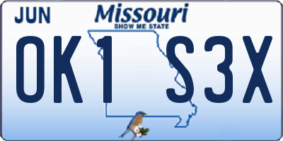 MO license plate OK1S3X