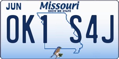 MO license plate OK1S4J
