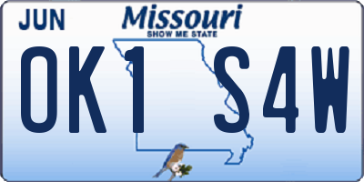 MO license plate OK1S4W
