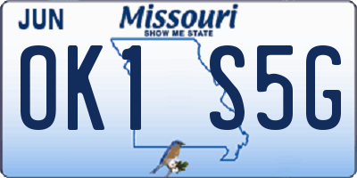 MO license plate OK1S5G