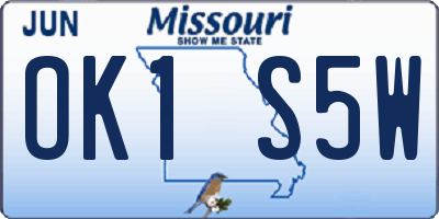 MO license plate OK1S5W