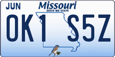 MO license plate OK1S5Z
