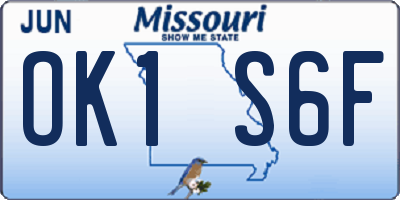 MO license plate OK1S6F