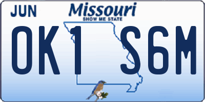MO license plate OK1S6M