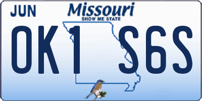 MO license plate OK1S6S