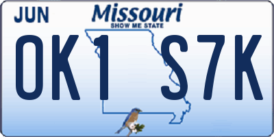 MO license plate OK1S7K