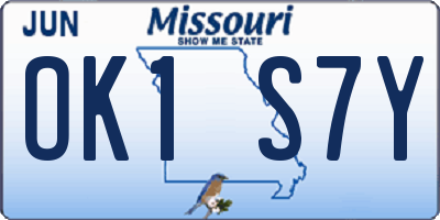 MO license plate OK1S7Y