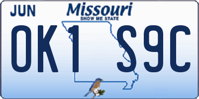 MO license plate OK1S9C