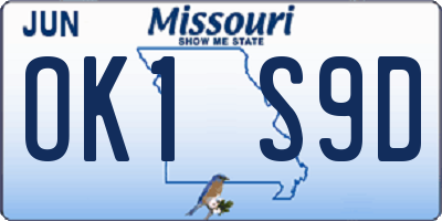 MO license plate OK1S9D