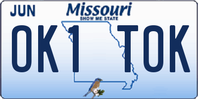MO license plate OK1T0K