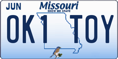 MO license plate OK1T0Y