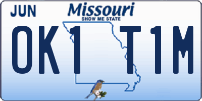MO license plate OK1T1M