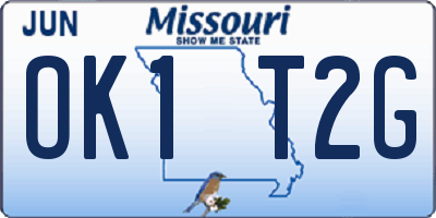 MO license plate OK1T2G