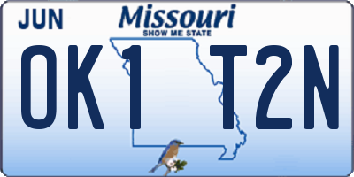MO license plate OK1T2N