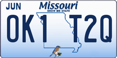 MO license plate OK1T2Q