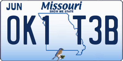 MO license plate OK1T3B