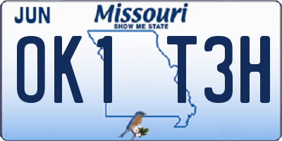 MO license plate OK1T3H