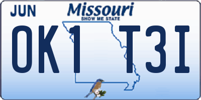 MO license plate OK1T3I