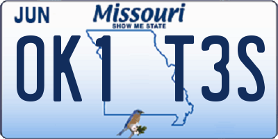 MO license plate OK1T3S
