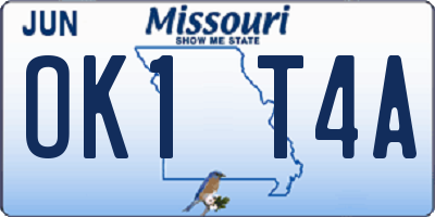 MO license plate OK1T4A