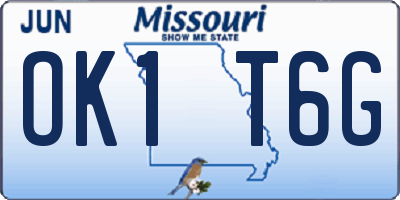 MO license plate OK1T6G