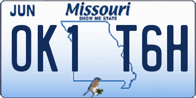 MO license plate OK1T6H
