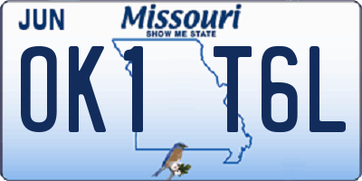 MO license plate OK1T6L