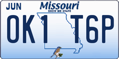 MO license plate OK1T6P