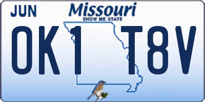 MO license plate OK1T8V