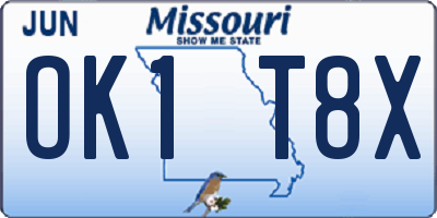 MO license plate OK1T8X