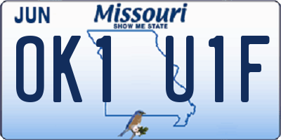 MO license plate OK1U1F