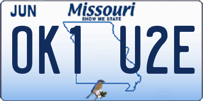 MO license plate OK1U2E