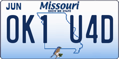 MO license plate OK1U4D