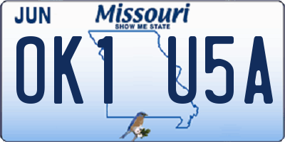MO license plate OK1U5A