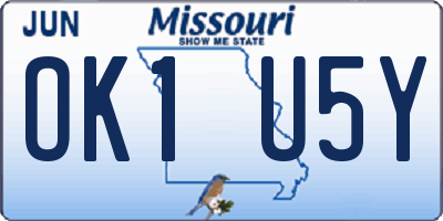 MO license plate OK1U5Y