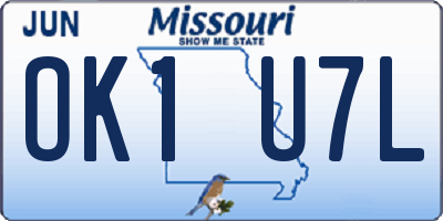 MO license plate OK1U7L