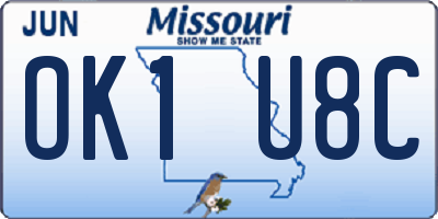 MO license plate OK1U8C
