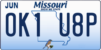 MO license plate OK1U8P