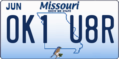 MO license plate OK1U8R