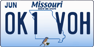 MO license plate OK1V0H