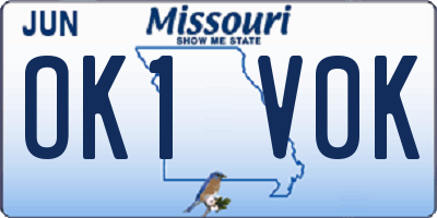 MO license plate OK1V0K