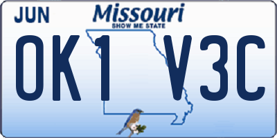 MO license plate OK1V3C