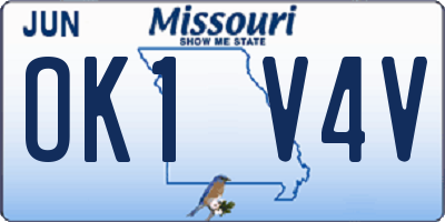 MO license plate OK1V4V